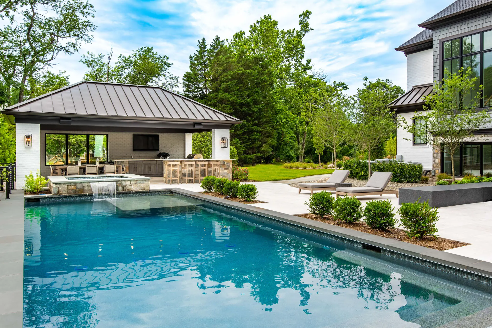 backyard pool with bar