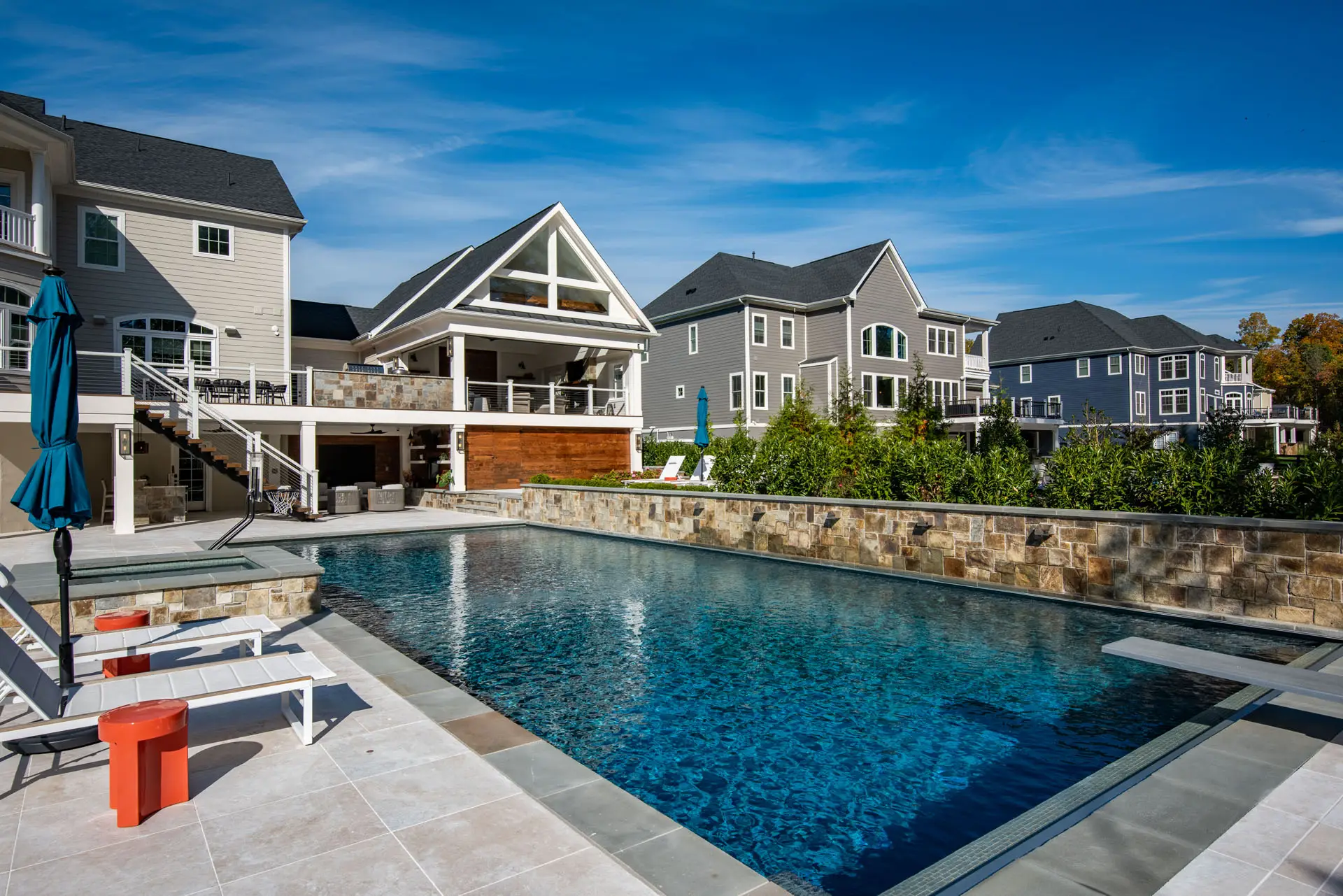 luxury pool and retainer wall