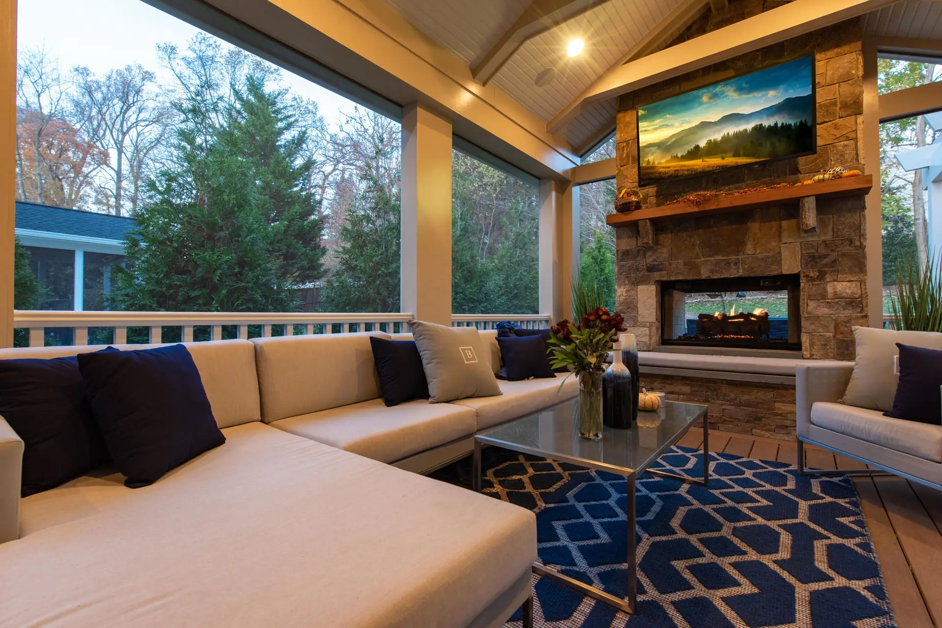 couch, table and rug