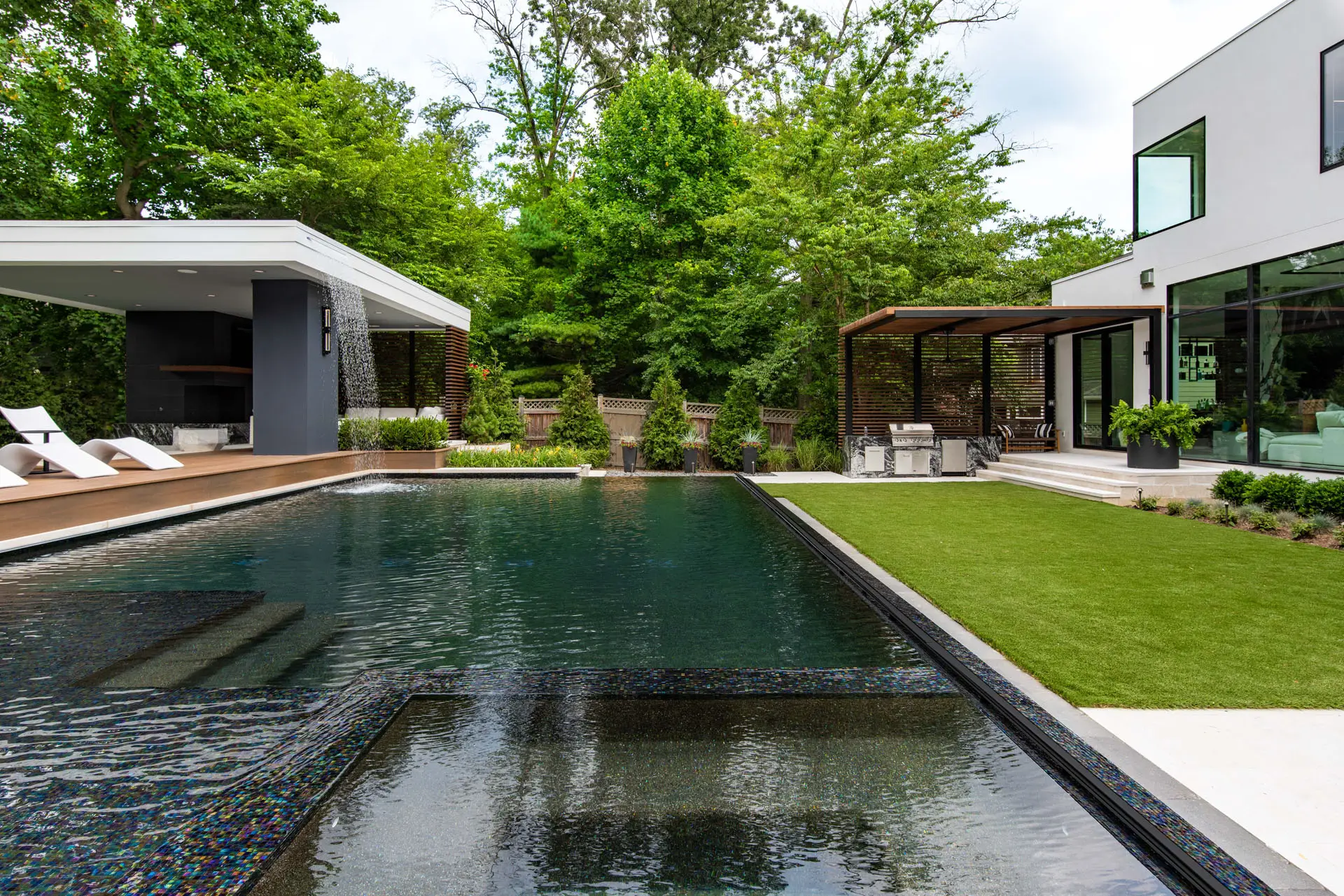 swimming pool with water fall