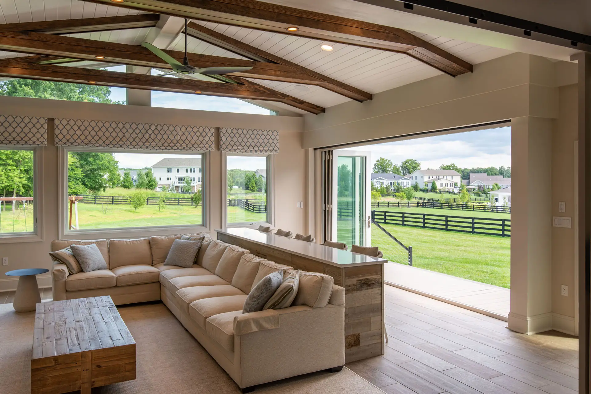 view from bifold doors