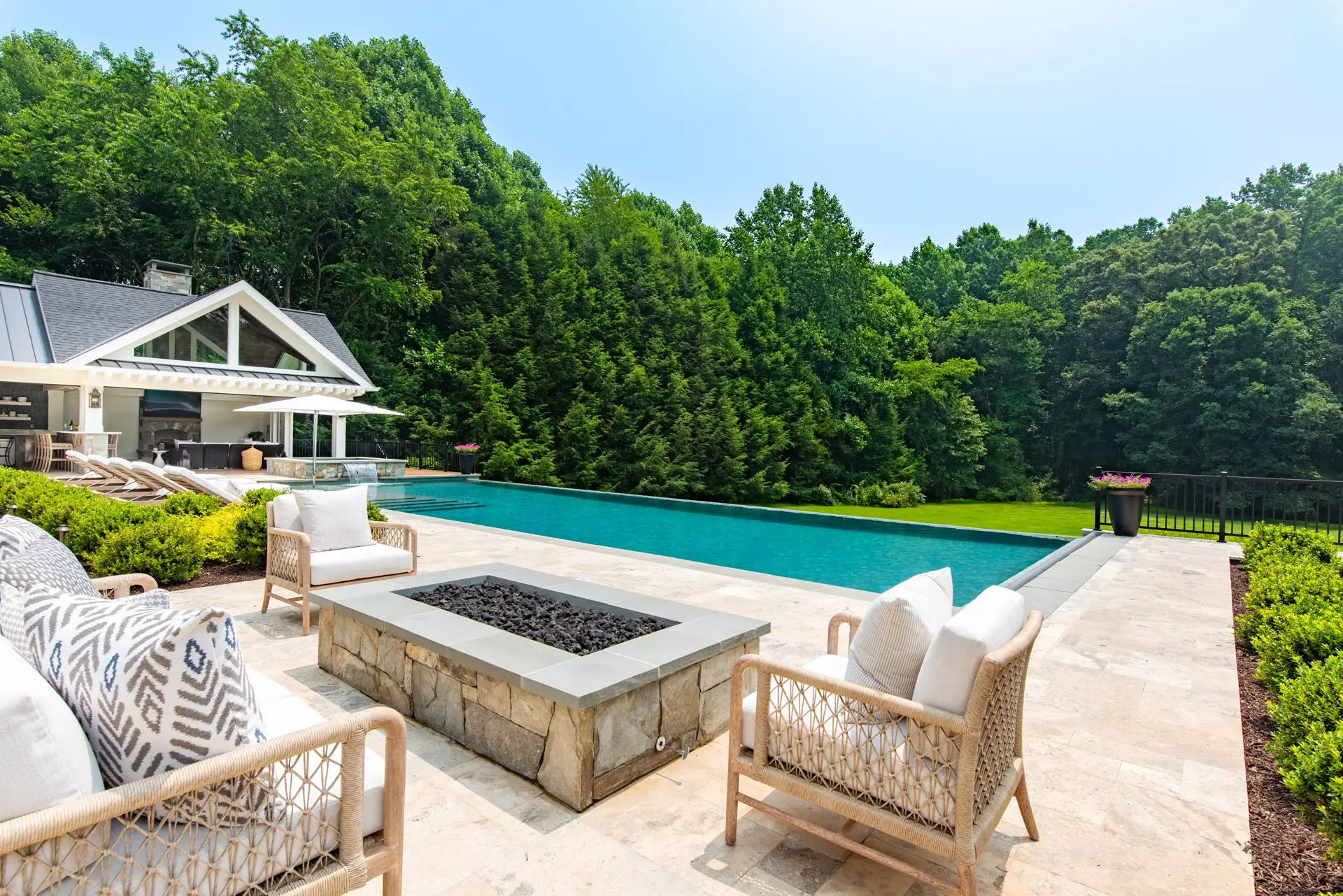 fire pit area near pool